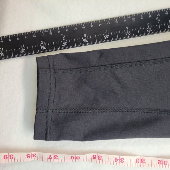 Athleta Yoga Pants Women Size MT Black Zip Back Pocket Floral Design Leggings - Picture 10 of 16
